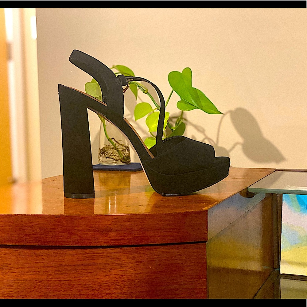 Steve Madden Platform Heels, Open-toe, black suede